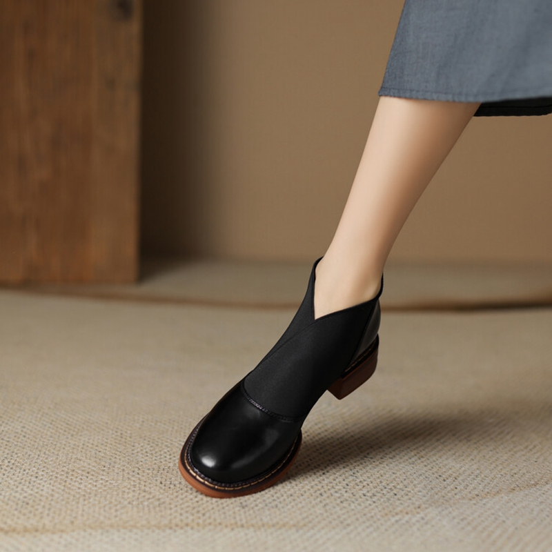 Autumn NEW Split Leather for Round Toe Chunky Women Shoes Low Heel Ankle Boots atos para mujeres aac1