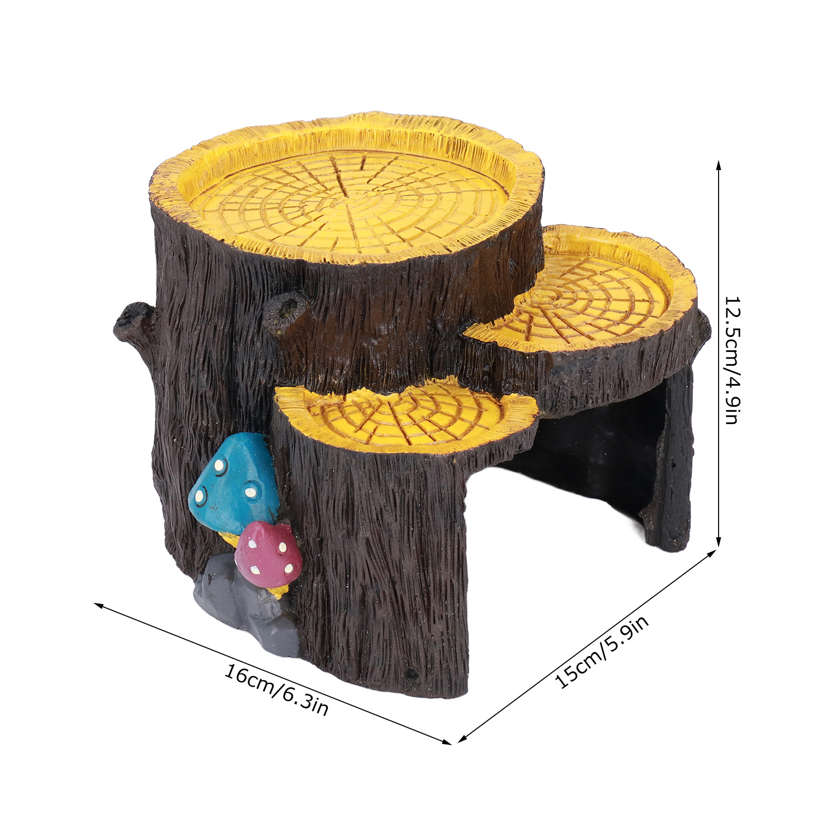 Resin Mini Stump Shape, Hiding Hole, Wooden Cave, Artificial Aquarium Plants, Ornaments for Shelter
