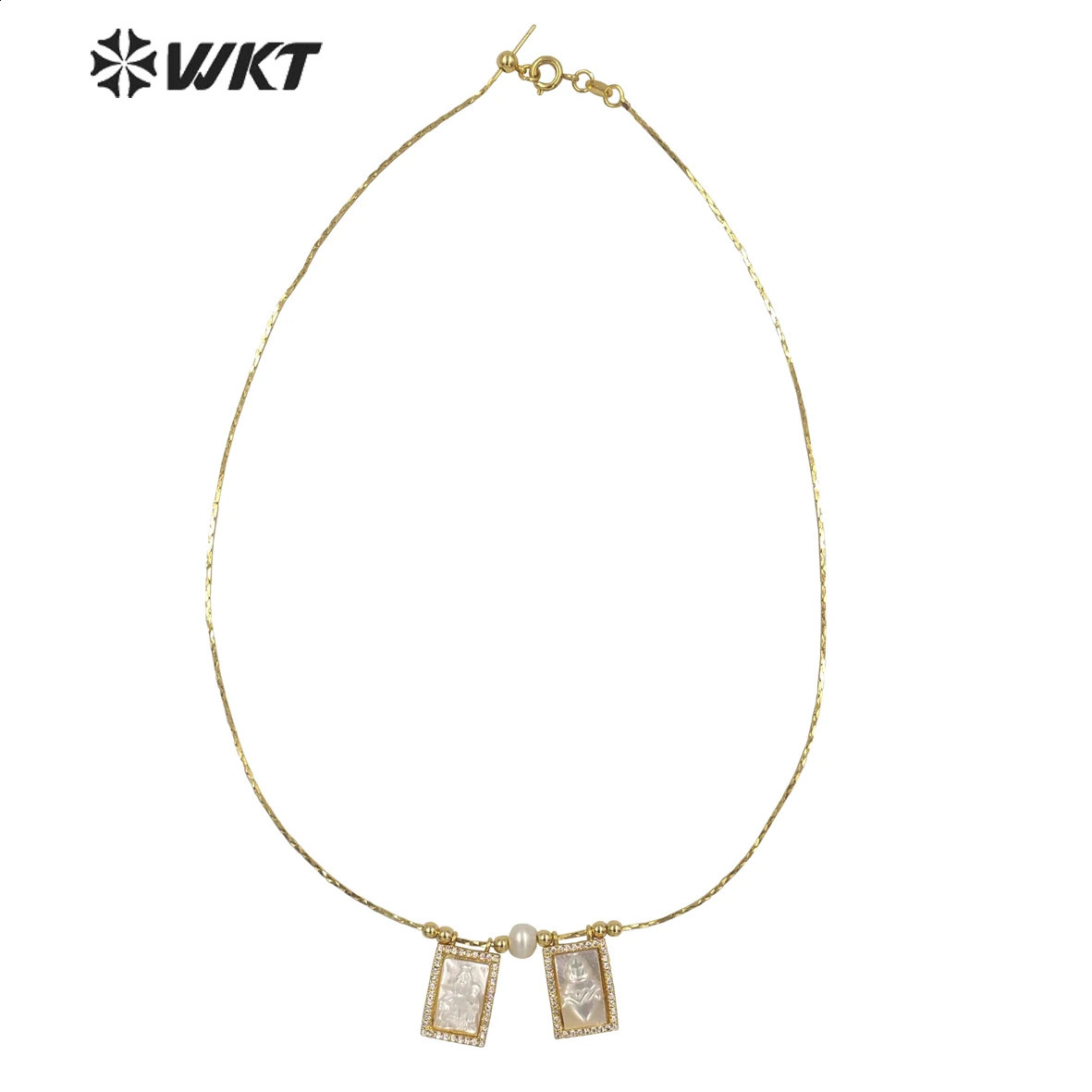 WT-JN137 WKT Fashion Shell Pearl Necklace Gold Metal Jewelry Wedding Party Lady INS Exquisite 240910