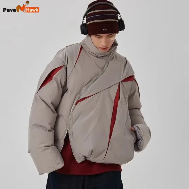 American cotton apron jacket mens winter long street thick collar hiphop loose cut n 240913