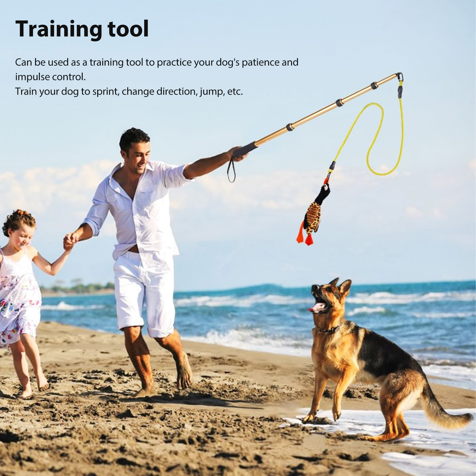 Telescopic Dog Teaser Stick, Interactive Flirt Pole Toy, Extendable Teaser Wand for Exercising Dog, 52 Inch