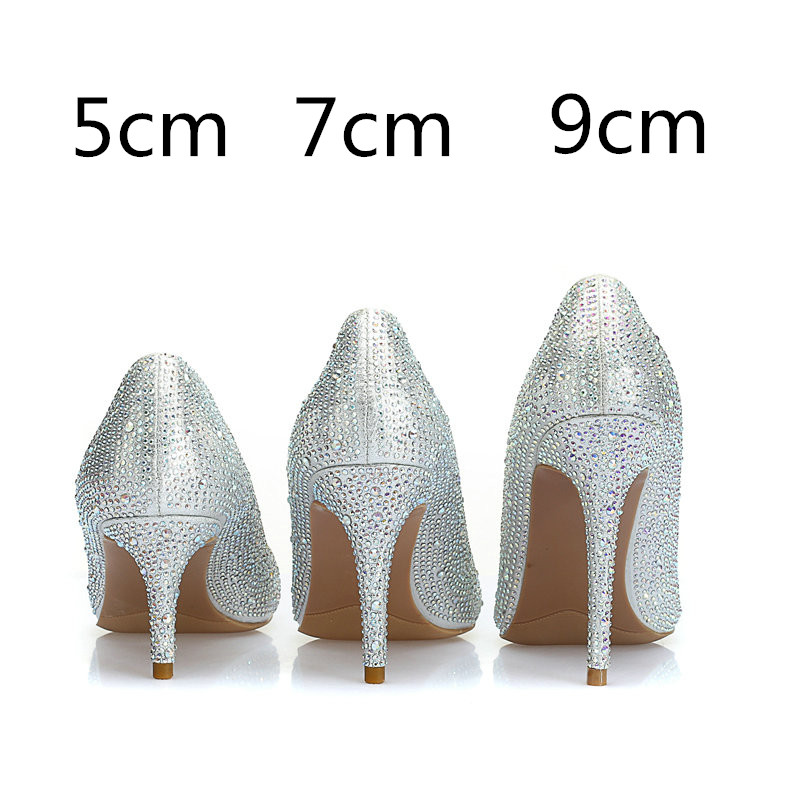 2025 new Brand Wedding Bridal Pointed High-heeled Single Female Rhie Classic Crystal Shoes 9cb9