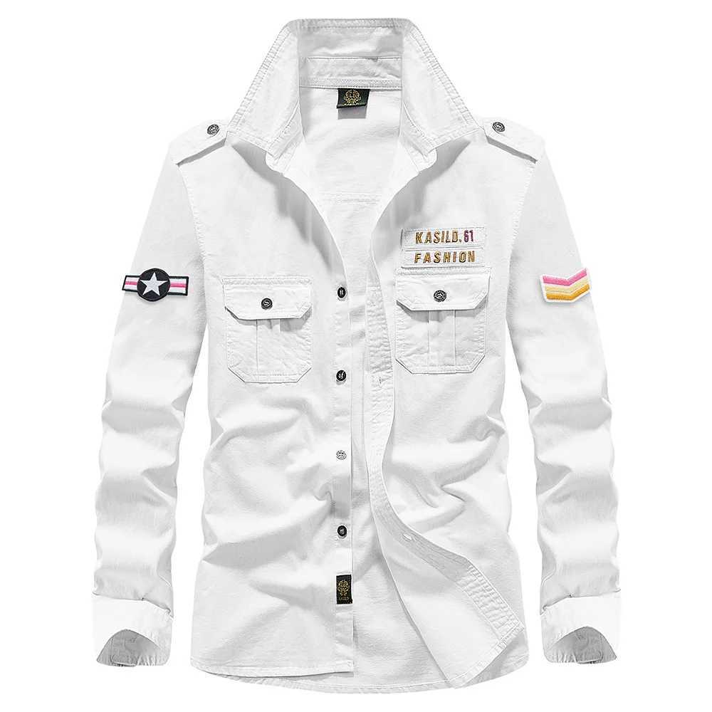 Oversize Mens Shirts Male Long Sleeve Overshirt 6XL Pure Cotton Embroidery Plus Size Military Casual Shirt Men Clothing Z240914 - view 4