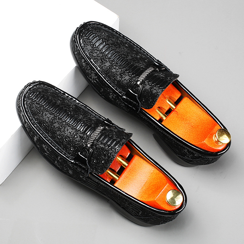 Crocodile Pattern Men Loafers Genuine Leather Men Slip on Shoes Luxury Brand Man Dress Shoes Street Style Moccasins Driving Flat