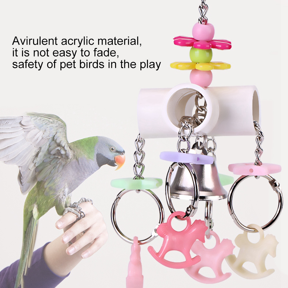 Acrylic Chewing Hanging Toy for Pet, Colorful Bird Cage, Parrot, Budgie, Cockatiel