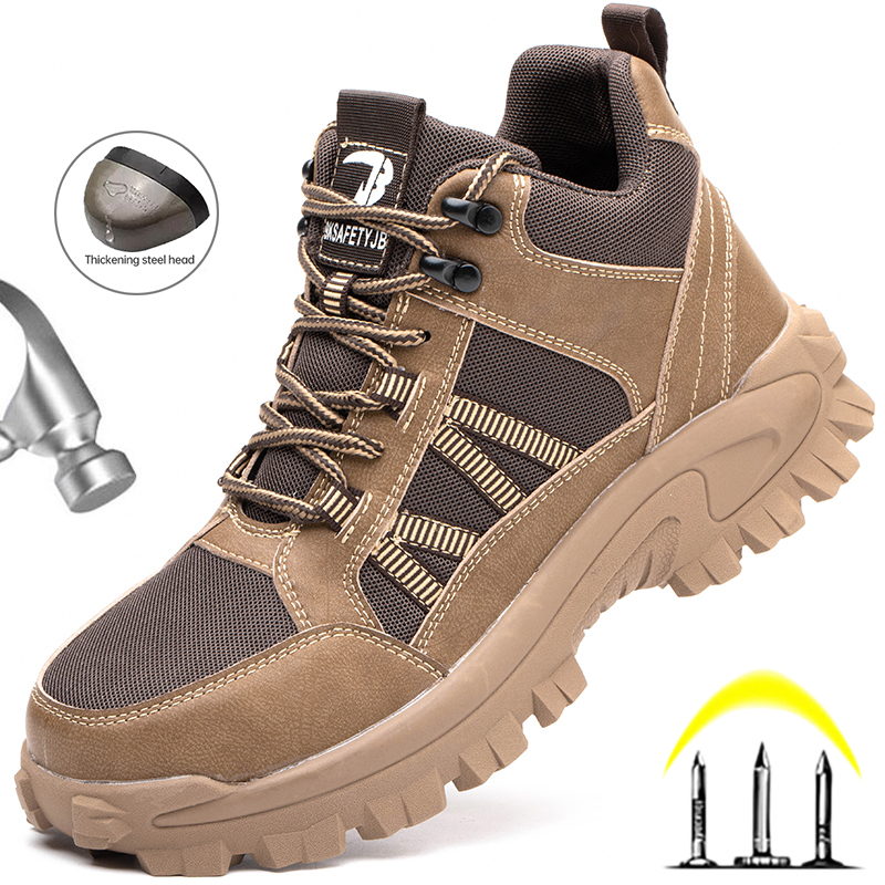Steel With Toe Anti-Smash Work Shoes Breathable Outdoor Safety Boots Men Security Hiking Boot 4fbe
