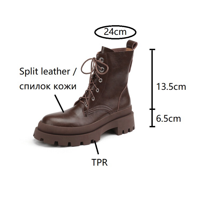 Round Autumn Toe Thick Heel Concise Lace-up Shoes for Women Winter Platform Short Designer Boots b417 Platm