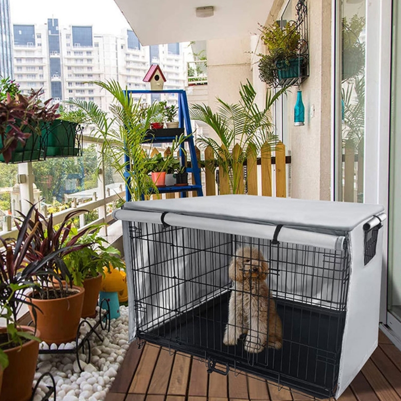 Dog Crate Cover Kennel Shelter Shade All Sides Open Portable Cage Cover 594C
