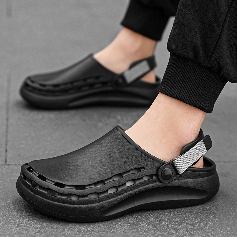 STRONGSHEN Summer Men Sandals Casual Slippers Waterproof Oilproof Chef Shoes Breathable Garden Sandals Outdoor Beach Aqua Shoes