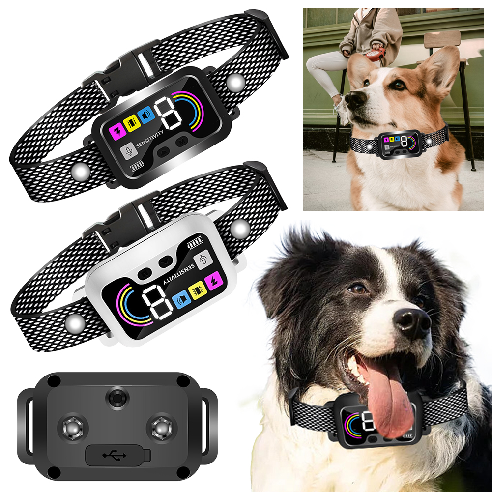 Automatic Anti-Bark Collar IP67 Waterproof Electric Dog Trainer USB Charging with 8 Adjustable Sensitivity Pet Training Supplies