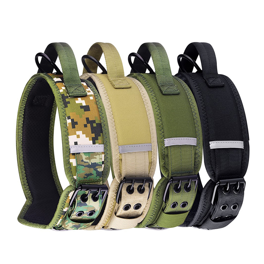 Tactical Dog Collars,Tough Military Heavy Duty Collar Metal Buckle with Control Handle,Double Buckle Design for Medium Large Dog