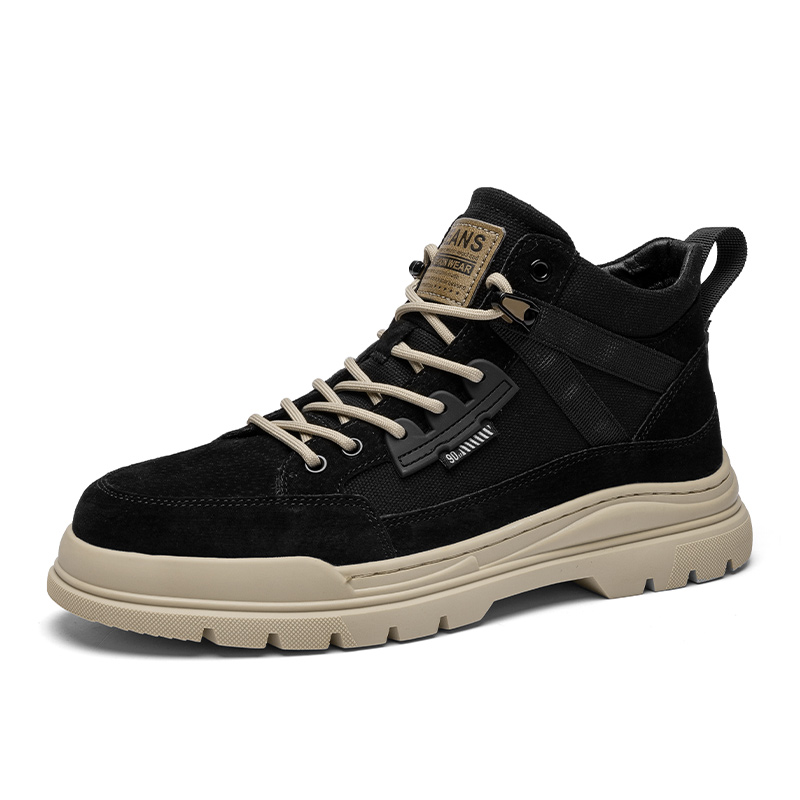 Autumn New Winter High Top Thick Soled Wear-resistant Genuine Leather Casual Versatile Men's Hiking Shoes e0fa