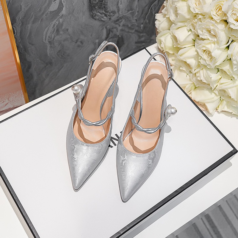 Green Cold Retro Embroidered Pointed Sandals Women's New Summer Ladies Style Cheongsam 6cm 8cm Elegant High-heeled Shoes Size 40 99bb