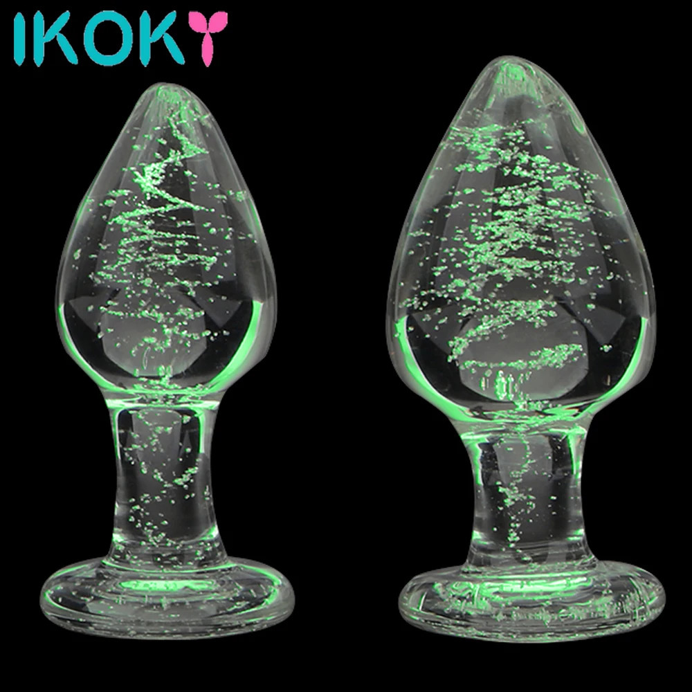 IKOKY Luminous Glass Butt Plug Anal Plug Toys for Adults Erotic Toys Crystal Jewelry Anal Beads Sex Shop No Vibration 250108