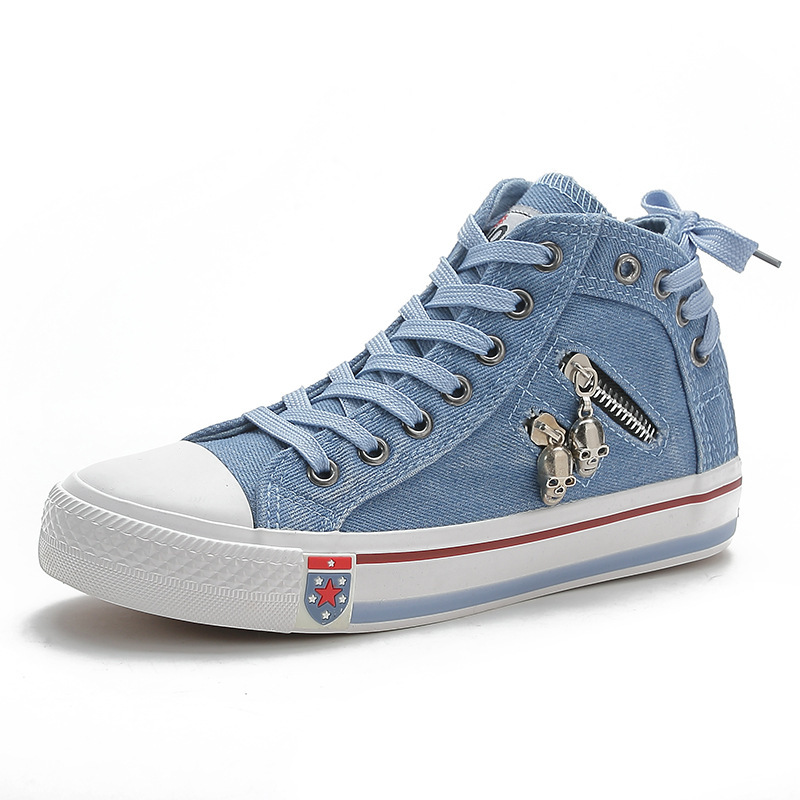 Spring Autumn Casual Sports Walking Skateboard Lace-up Fashion Femmes Women's classic Sneakers Denim Canvas Shoes Large Size 43
