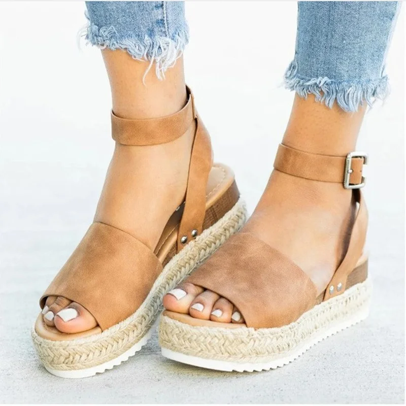 Fashion Plus Size Women's Shoes Hemp Rope Wedge Heel Platform Fish Mouth Sandals Women Luxury Sandals Women Designers 2023