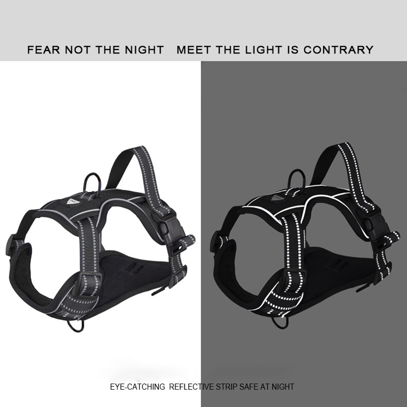Nylon Pet Harness Reflective Adjustable Medium Large Dogs Harnesses with Proximity Control Handle for Dog Training and Running