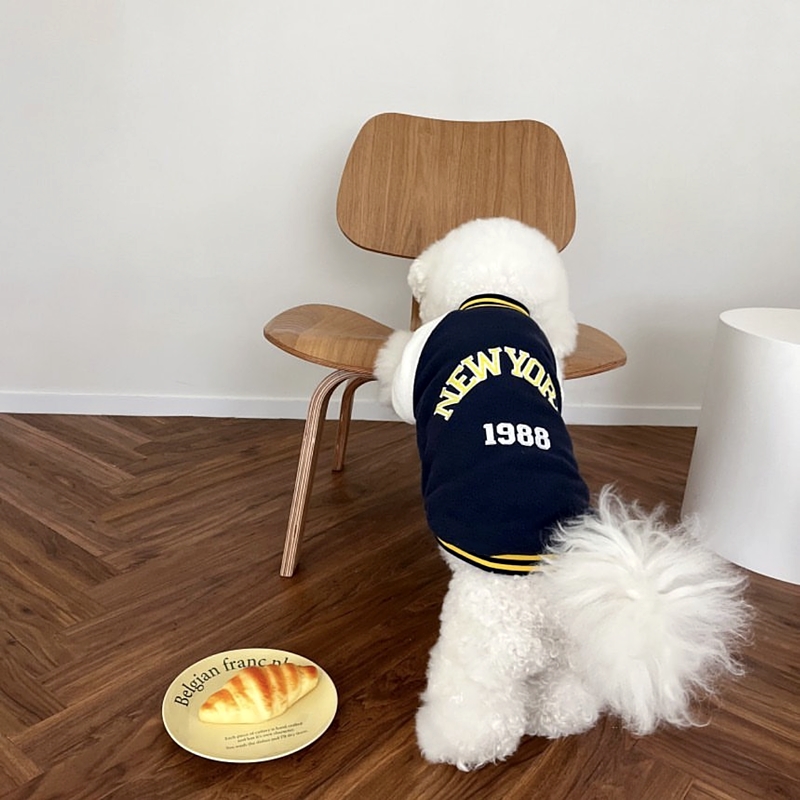 Puppy Sports Sweatshirt Letter Printed Dog Clothes Pet Baseball Clothes Teddy Winter Clothes Bichon Warm Two Legs Clothes