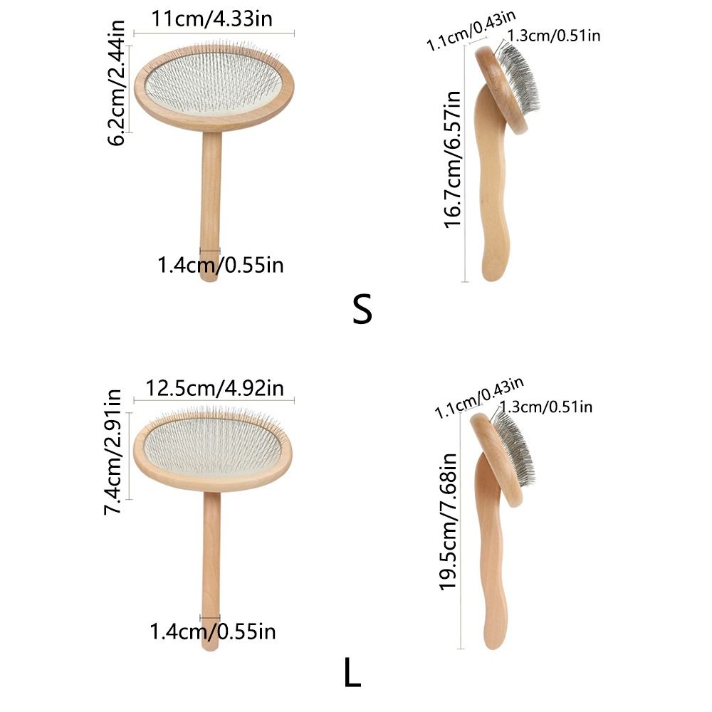 Wooden Handle Dogs Hair Combs Comfortable Grip Removing Shedding Pet Dematting Tool Long Handled Cushioned Pad Fur Remover Combs