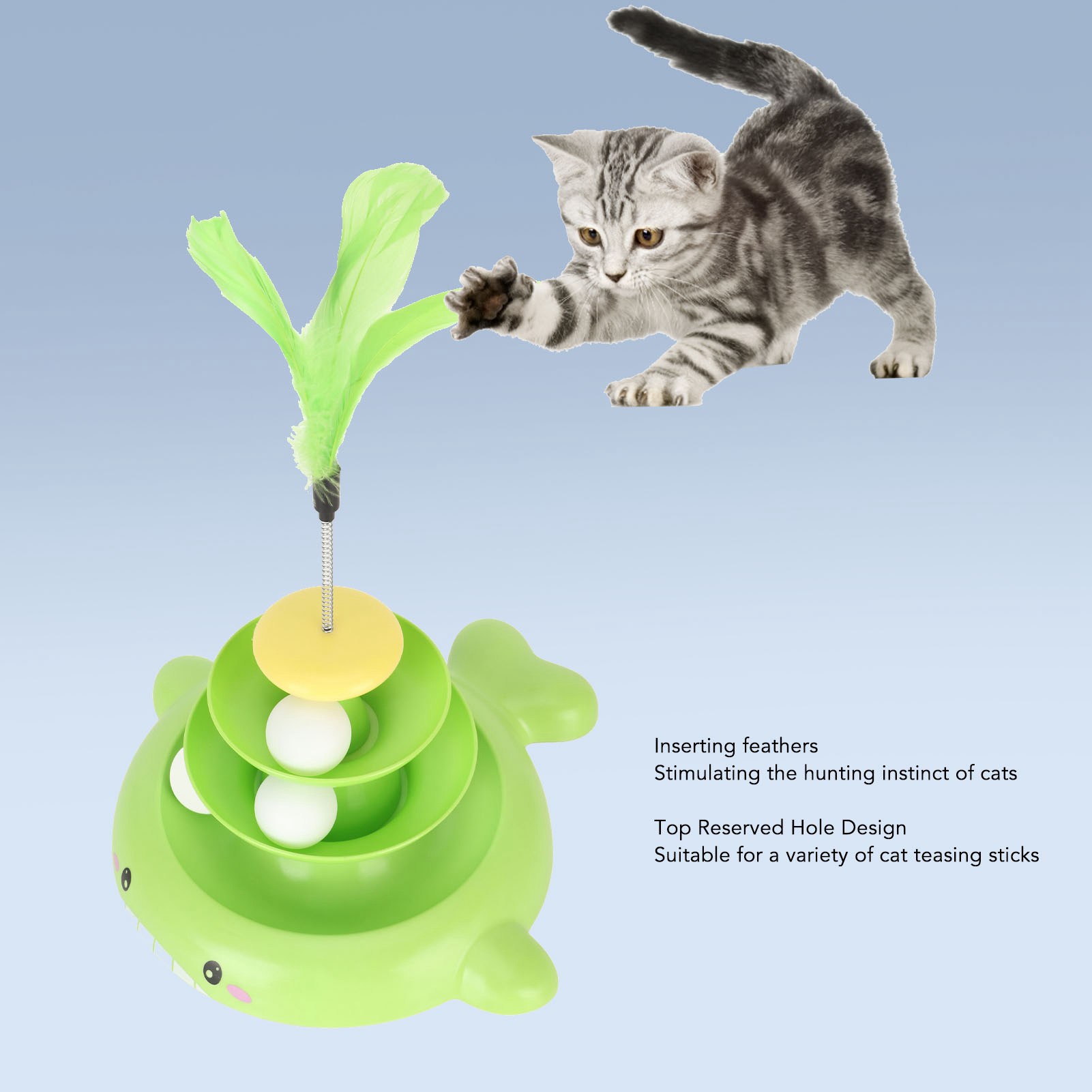 3 Levels Cats Toy Tower Tracks Cat Toys Interactive Cat Intelligence Training Amusement Plate Tower For Cat With Teasing Feather