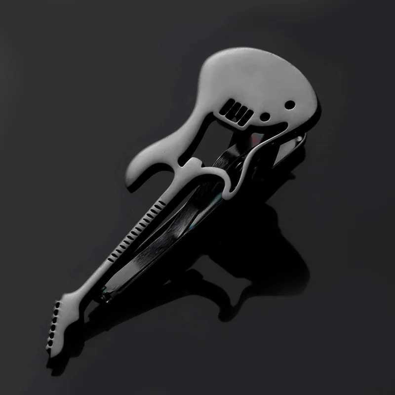 High-grade titanium steel mens personality creative tie clip guitar musical instrument fashion stainless steel light luxury tieX240914