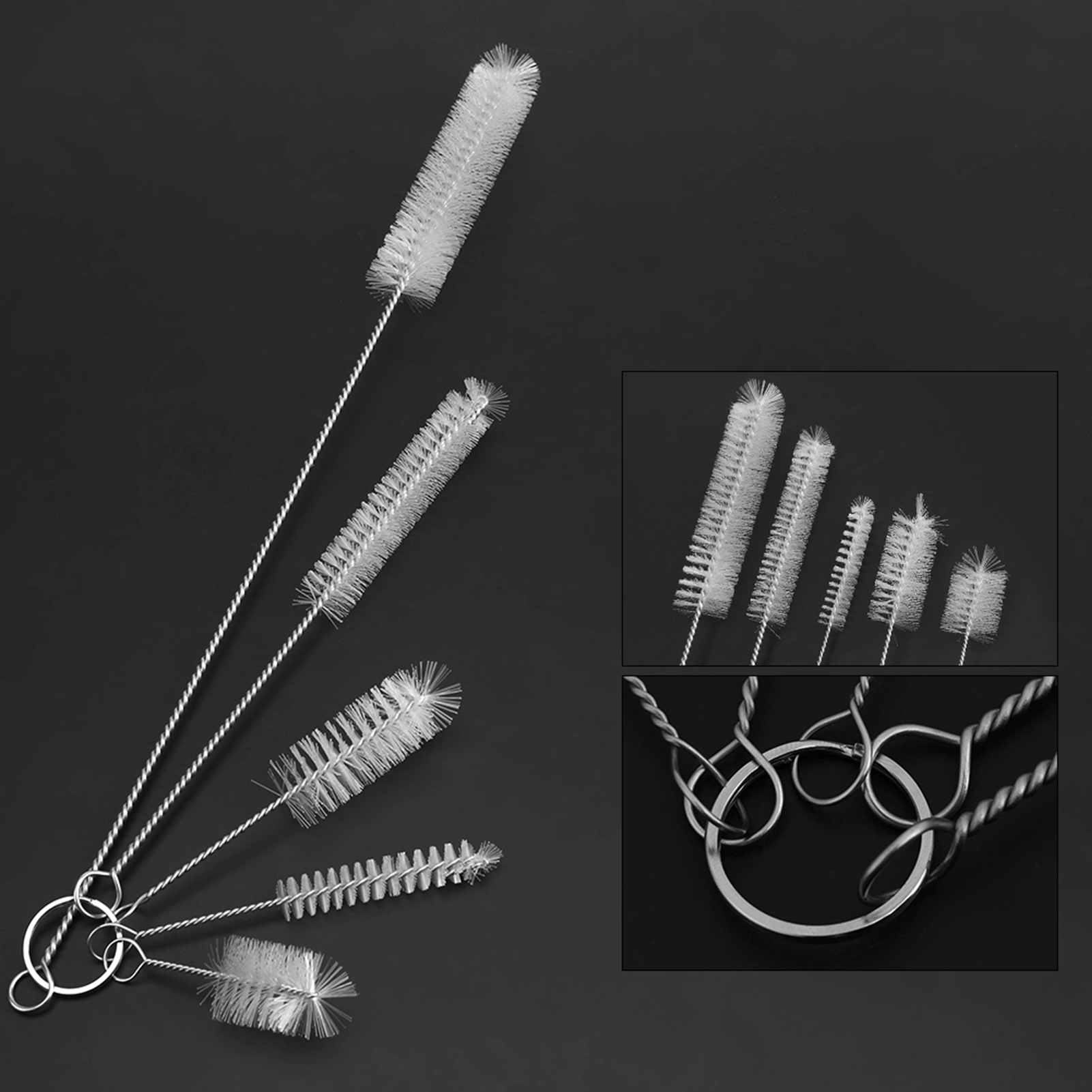 Stainless Steel Washing Brush for Aquarium, Fish Tank Filter, Water Pump Tube, 5Pcs