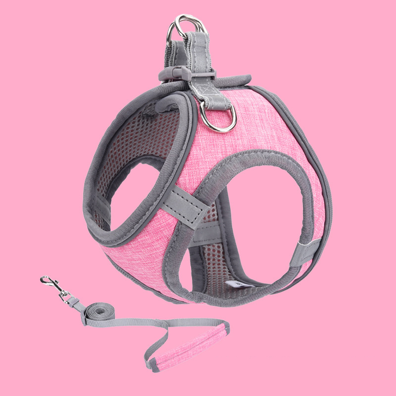 Small To Medium Dog Pet Harness Vest Cat Harness and Leash Set Adjustable Reflective Nubuck Harness for Dog Walking and Training