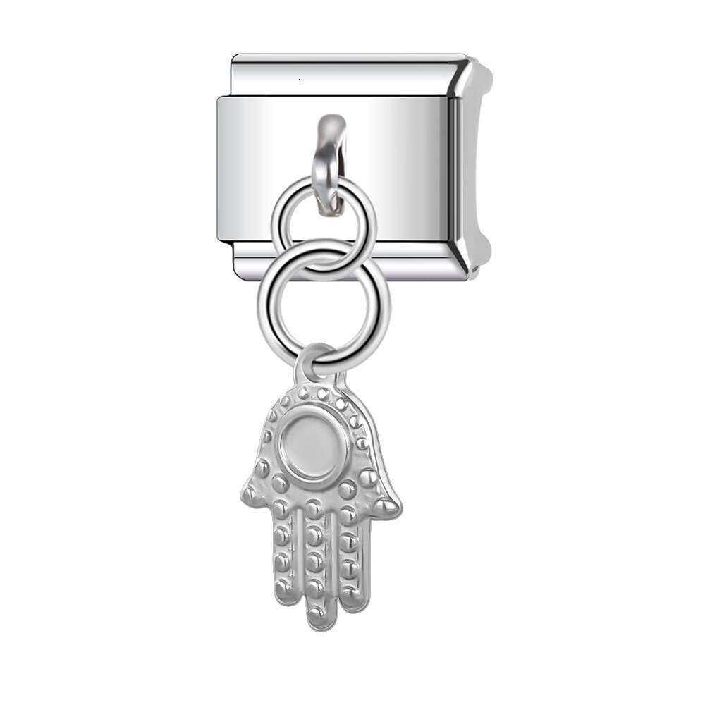 New Women's Gift shine stars pendant Bead Italian Charms Links Bangle Beads Fit 9mm Stainless Steel Bracelet Making DIY For Women Fashion Jewelry