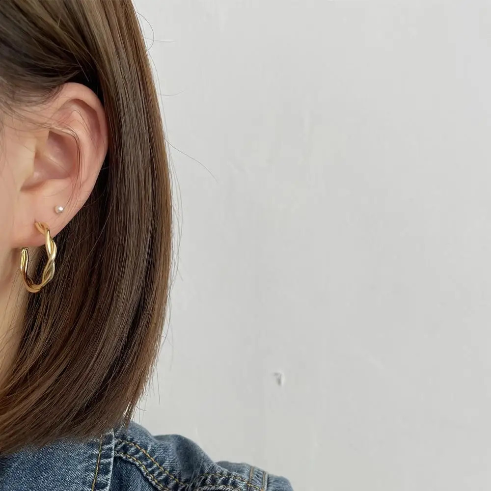Vintage Simple Braid Round Circle Drop Earrings for Women Party Golden Silver Color Dangle Earrings Trendy Geometry Jewelry Gift 240914