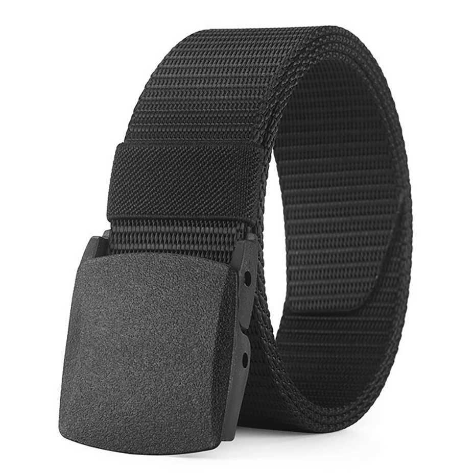 1pc Mens Canvas Belt Plastic Buckle Metal-Free Nylon Tactical Waist Belt Womens Belt Outdoor Hiking Webbing Belt Neutral BeltsX240914