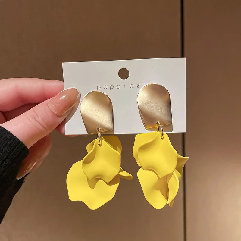 Colorful Rose Petal Drop Earrings For Women Girls Personality Simple Dangle Party Wedding Ear Jewelry 240906