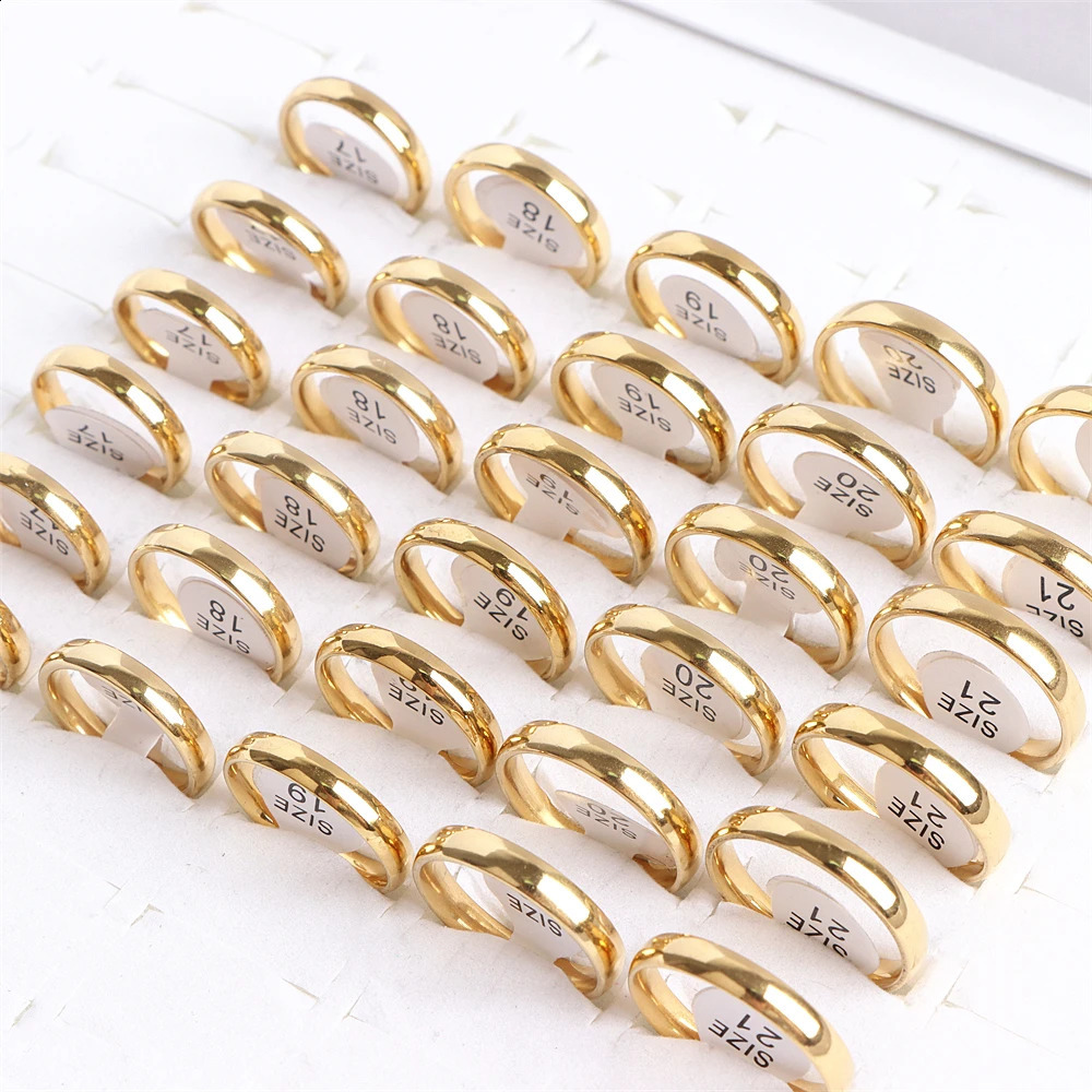 Wholesale of 100 pieces/batch of curved stainless steel rings and jewelry suitable for women men weddings and colorful party gifts with a width of 4/6