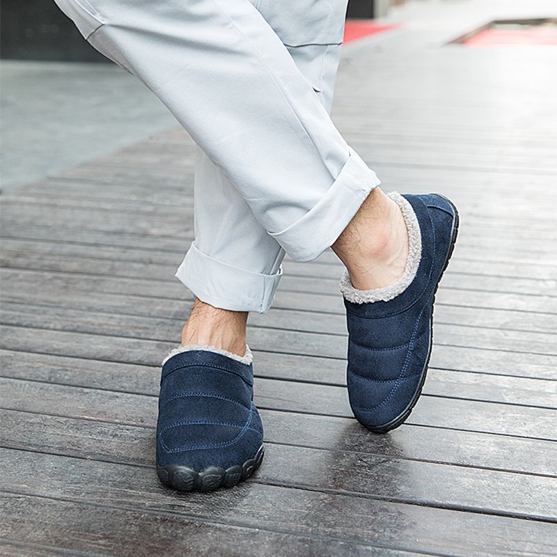 Winter Home Men Slippers With Thick Plush Indoor Mens Fur Slides Plus Size 47 Warm Bedroom Men's Shoes House Slipper Shoes Male