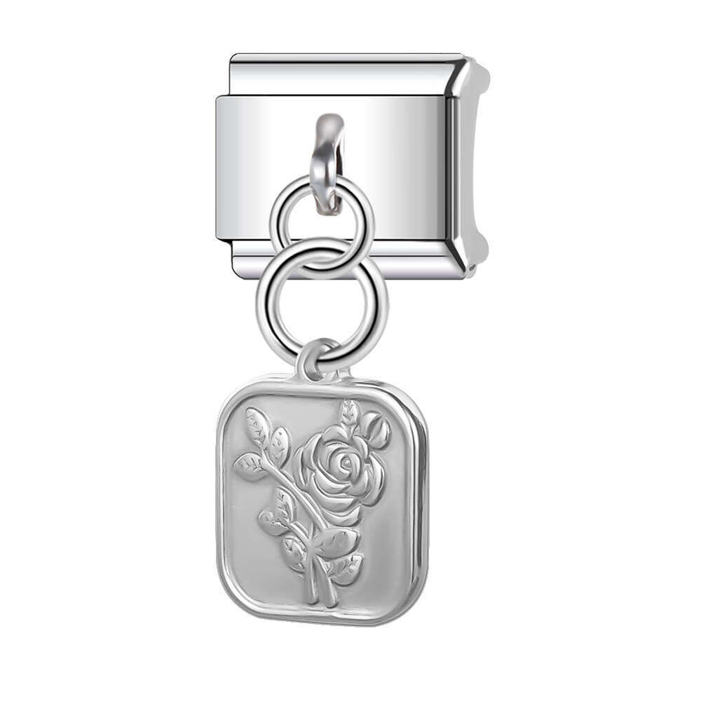 New Women's Gift shine stars pendant Bead Italian Charms Links Bangle Beads Fit 9mm Stainless Steel Bracelet Making DIY For Women Fashion Jewelry