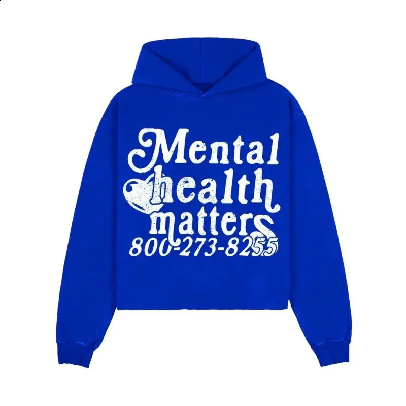 Mens Hoodies Retro Street Mental Health Matters Hoodie And Womens Longsleeved Casual Loose Couples Clothing Sweatshirts 240910