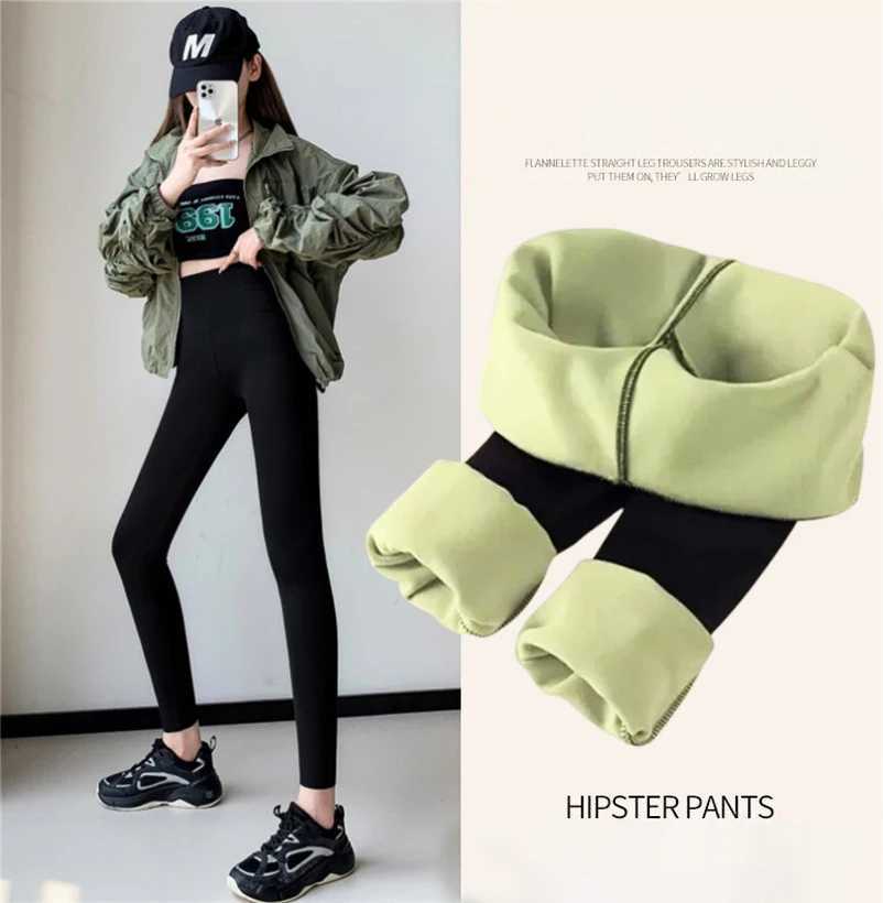2023 Winter Women Pants Thermal Fleece Thicken Leggings High Waist Ribbed Leggings Women Solid Comfortable Warm Stretchy LegginsX240914