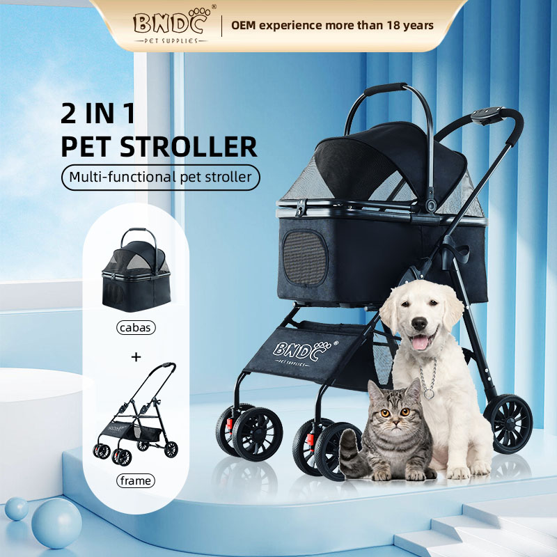 Wholesale pet carriers travel products 3IN1pet trolley carrier with wheels high-quality city walking pet car