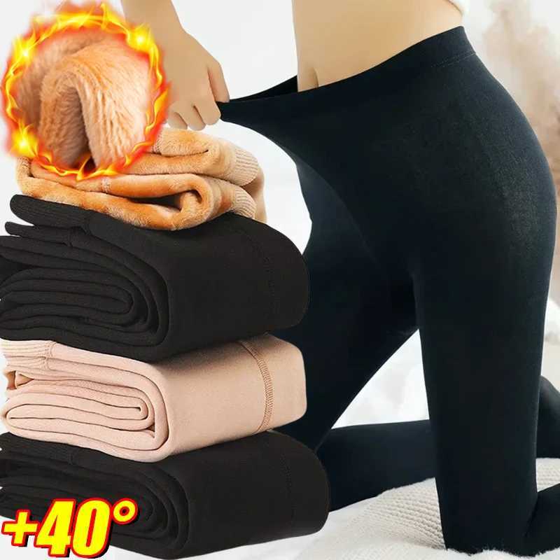 Female Elastic Sexy Winter Warm Women Translucent Pantyhose Thermal Leggings Fleece Thermal High Waist Slim Thicken Tight PantsX24