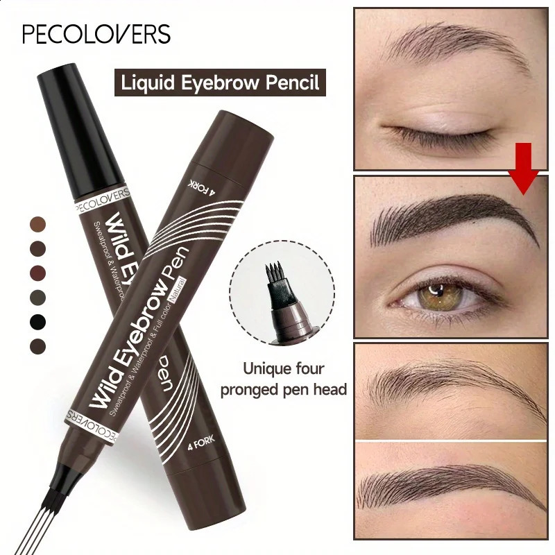 4 Forks Eye Brow Pen 5 Color Natural Matte Liquid Tint Makeup Long Lasting Waterproof Eyebrow Smudge Proof Cosmetic 240914