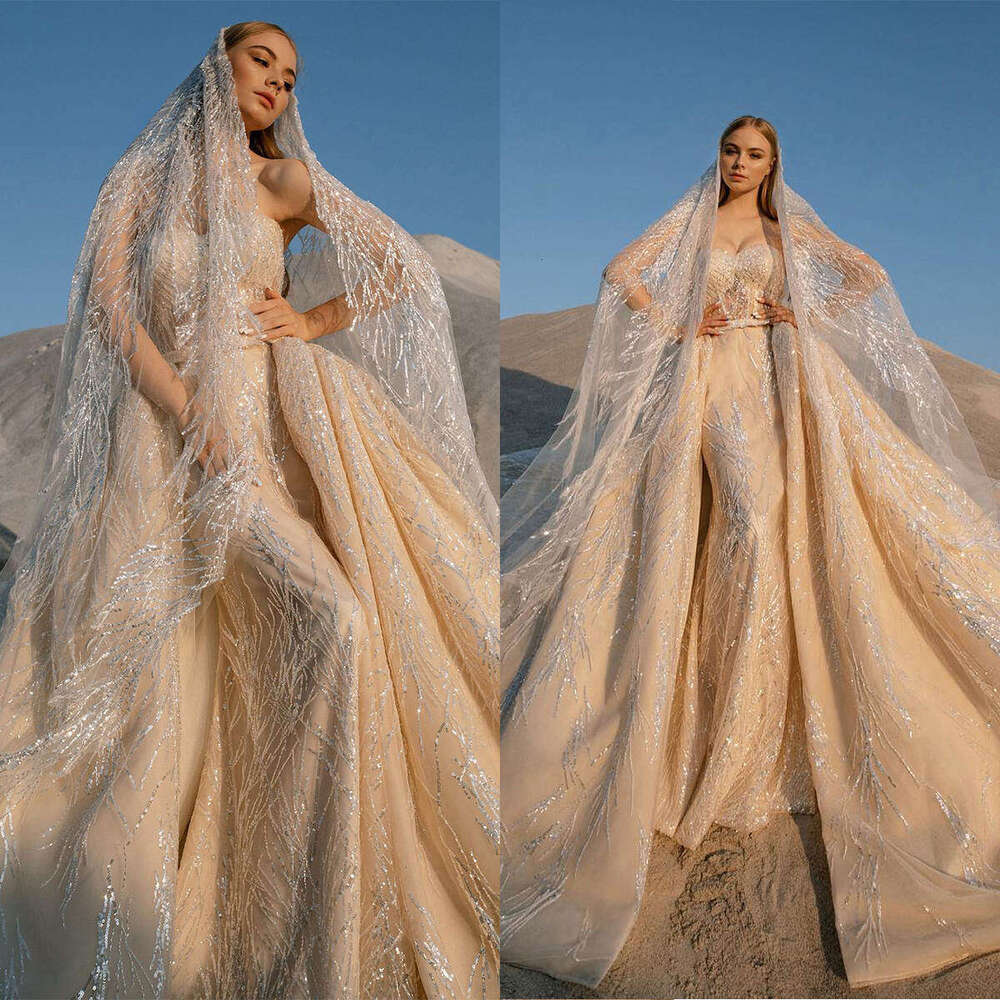 Esthetical Wedding Dresses Ball Gown Detachable Sequins Sleeveless or-Length Princess Bride Dress Vestido de novia customized