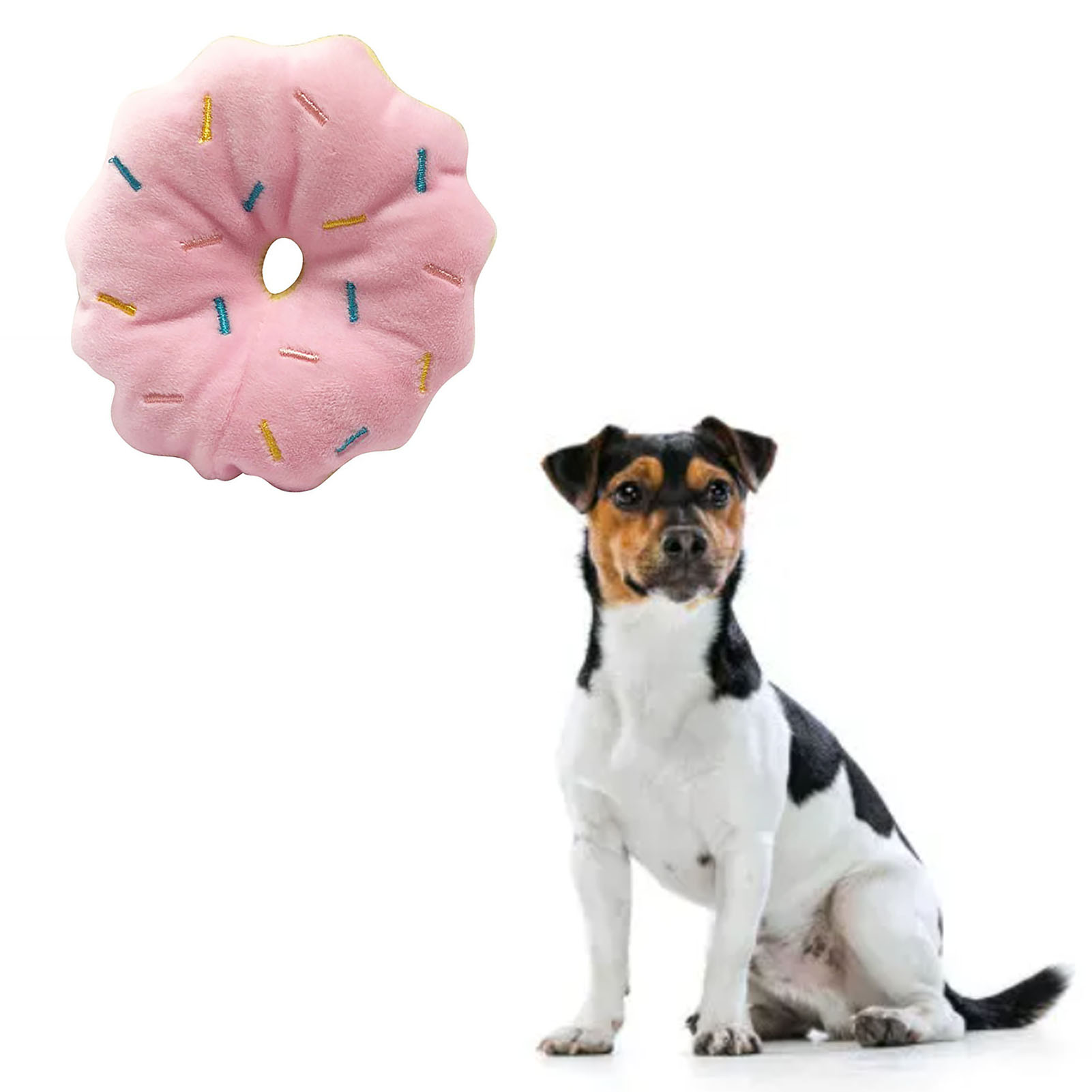 Dog Donut Toys Bite Resistant Teeth Grinding Relieve Boredom Cartoon Cute Squeaky Plush Dog Toy For Pet Supplies