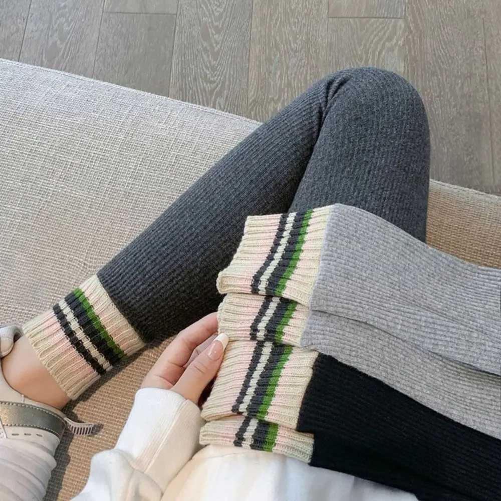 Fashion Threaded Women Leggings Autumn Winter Slim Fit Underpants Thickened Warm Fleece PantsX240914