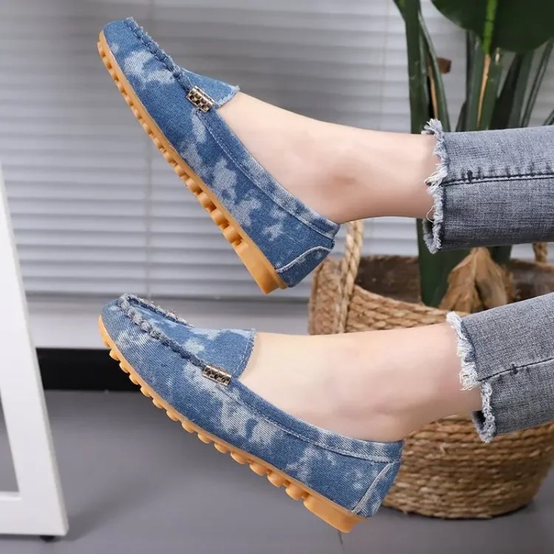 Casual Spring Autumn Flat Loafer Slips Soft Round Toe Denim Jeans Plus Size Zapatillas De Mujer En Oferta Envío Gratis Sneakers
