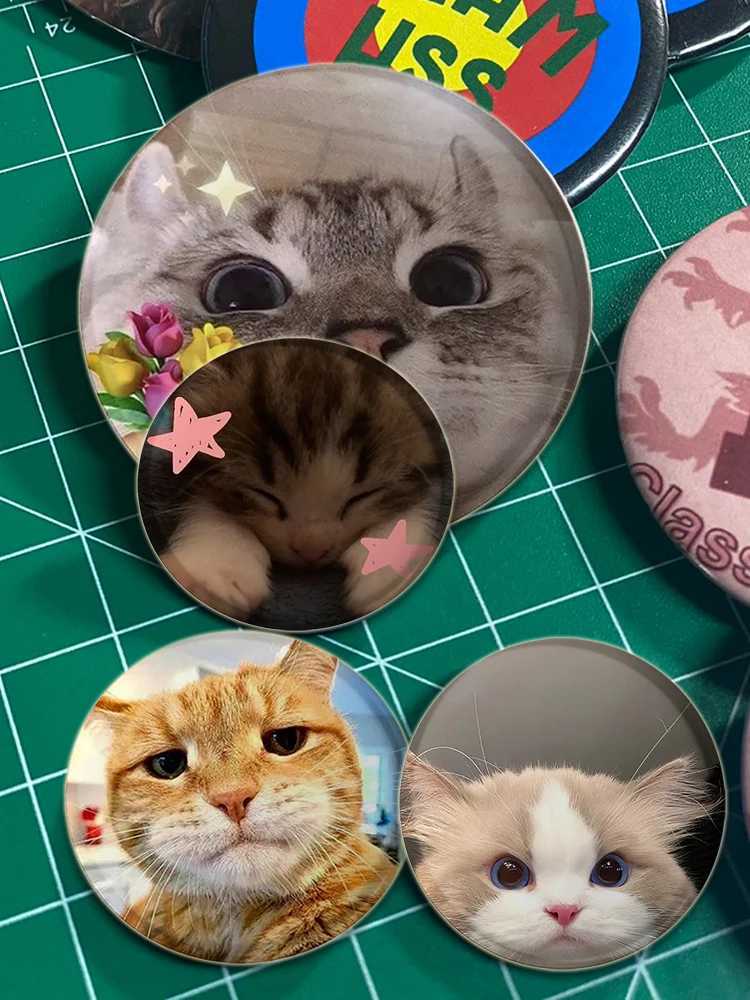 32/44/58mm Funny Cute Cat Round Soft Button Pins Creative Brooch Fashion Cartoon DIY Hat Bag Jewelry Gifts for FriendsX240914