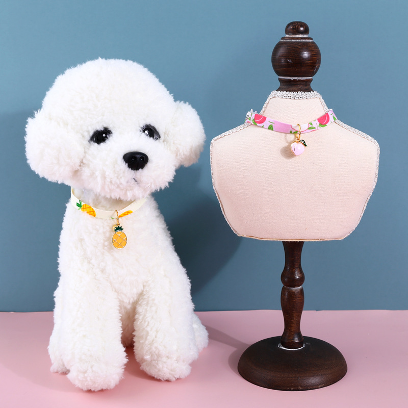 Adjustable Cat Collar with Fruit Pendant Accessories and Bells Anti-lost, Cute Fruit Print Accessory Necklace for Puppy and Cats