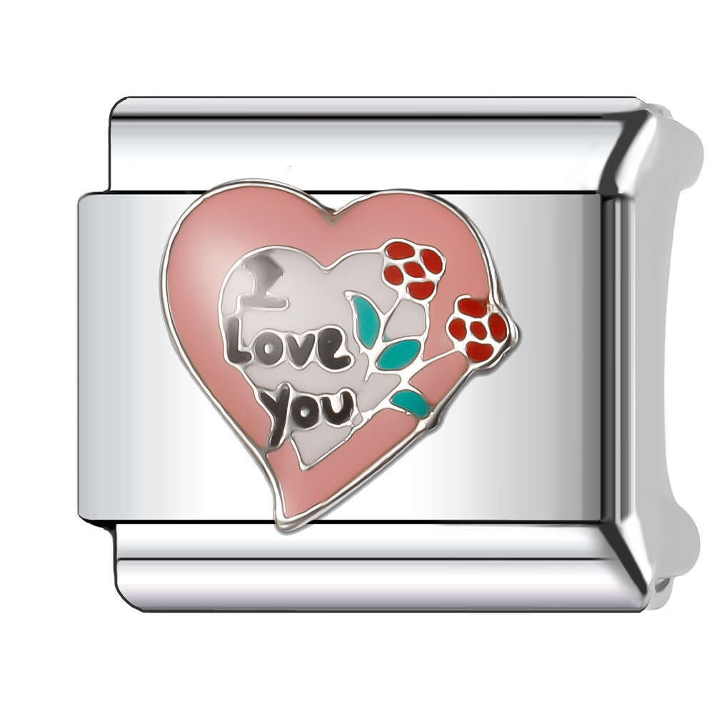 New Women's Gift Cherry with colorful enamel Bead Italian Charms Links Bangle Beads Fit 9mm Stainless Steel Bracelet Making DIY For Women Fashion