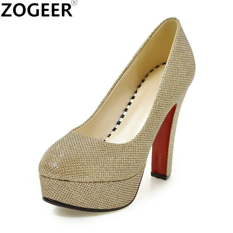 2025 new High Elegant Heels Platform Women Pumps Fashion Sequined Pink Gold Sier Heeled Wedding Party Office Shoes Ladies ZOGEER d6f4
