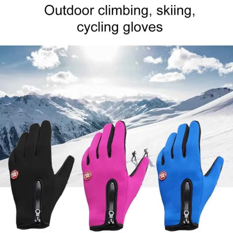 New Winter Gloves Men Women Touch Cold Waterproof Motorcycle Cycle Gloves Male Outdoor Sports Plus Velvet Warm Running Ski Glove Y240914
