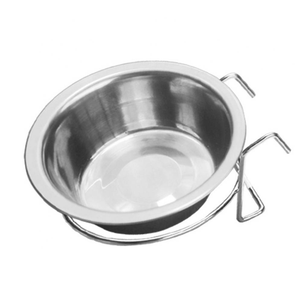 Metal Dog Pet Bowl Cage Crate Non Slip Hanging Food Dish Water Feeder with Hook
