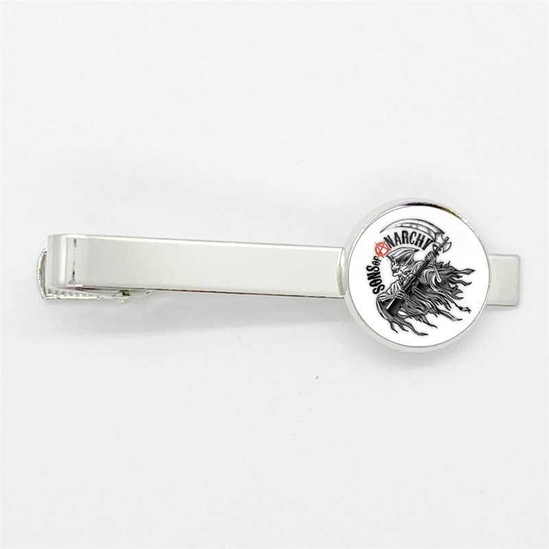 Sons Of Anarchy Tie Clips Freedom Symbol Pendant Keychain Rock Punk Glass Dome Necktie Clip Pin Suit AccessoriesX240914